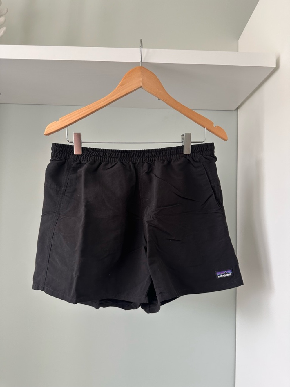 Patagonia Women’s Baggies Black Athletic Elastic-Waist Shorts